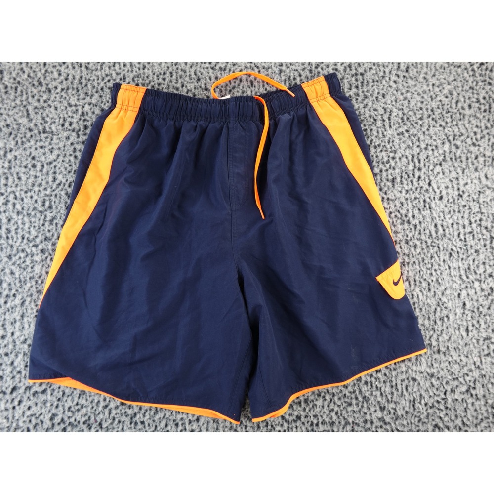 Nike Men's Swim Trunks Navy Orange Athletic Logo Size XL